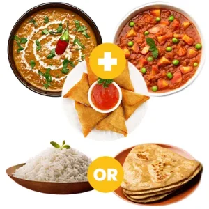 1 Dal 1 Veg sabzi 1 Veg starter Rice or 2 Plain Butter Parathas