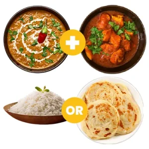 1 Dal 1 Chicken gravy Rice or 2 Parathas