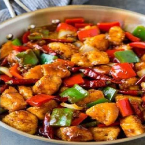 Diced Chicken in Schezwan Sauce